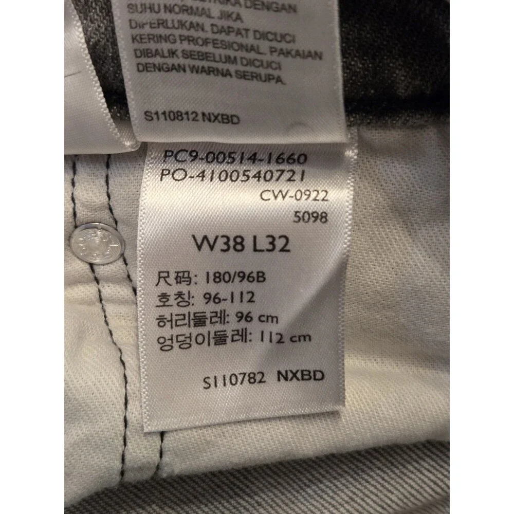 Levi’s 514 Straight Leg Jeans Mens 38x32 Gray Wash Mid Rise Classic Fit Denim